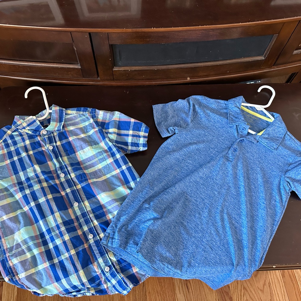 Men's Blue Plaid and Solid Polo Shirts